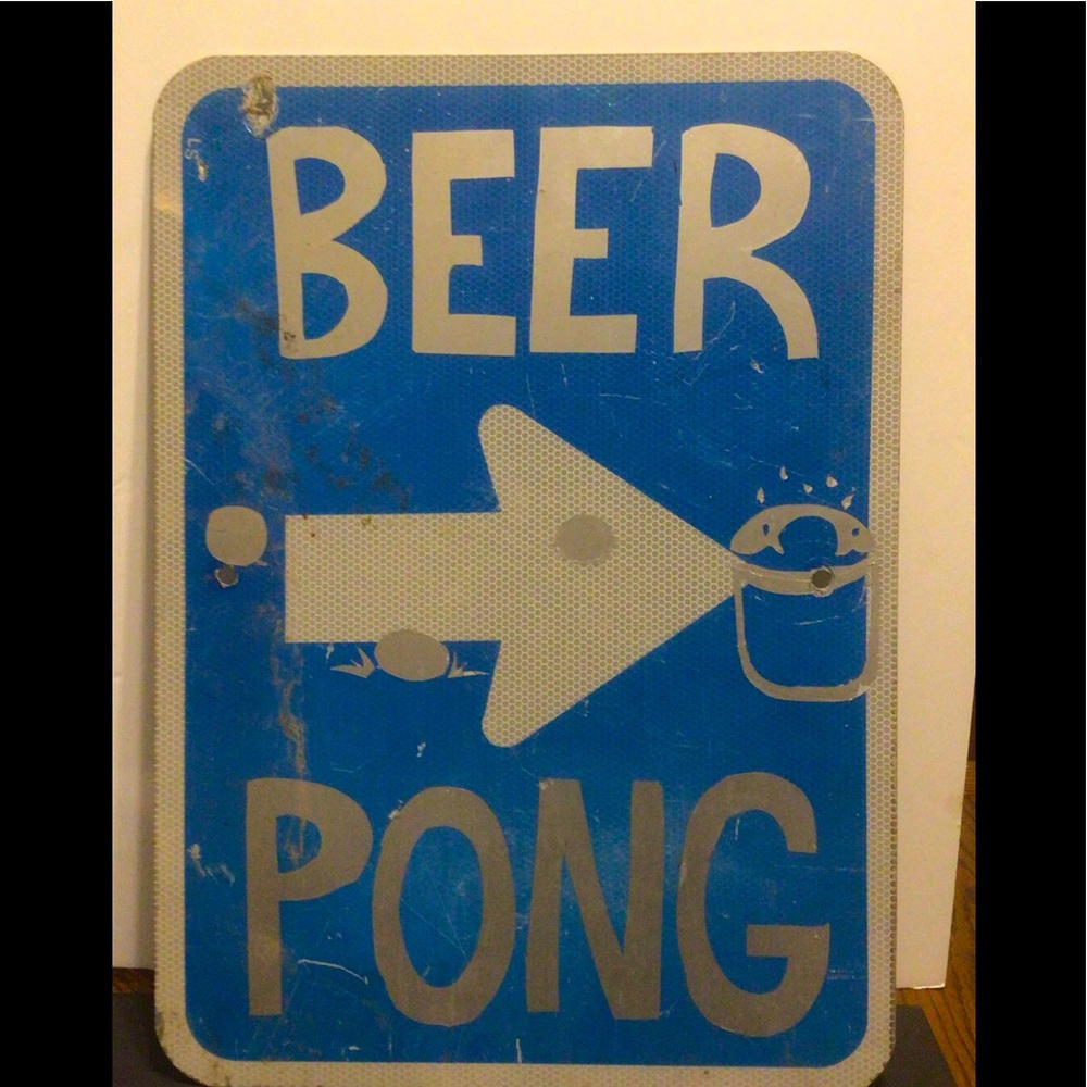 21x15in Metal Beer Pong Road Sign